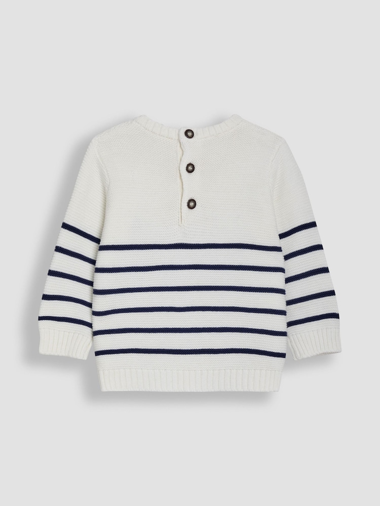 Jojo Maman Bébé Cream Breton Stripe Jumper - Image 7 of 8