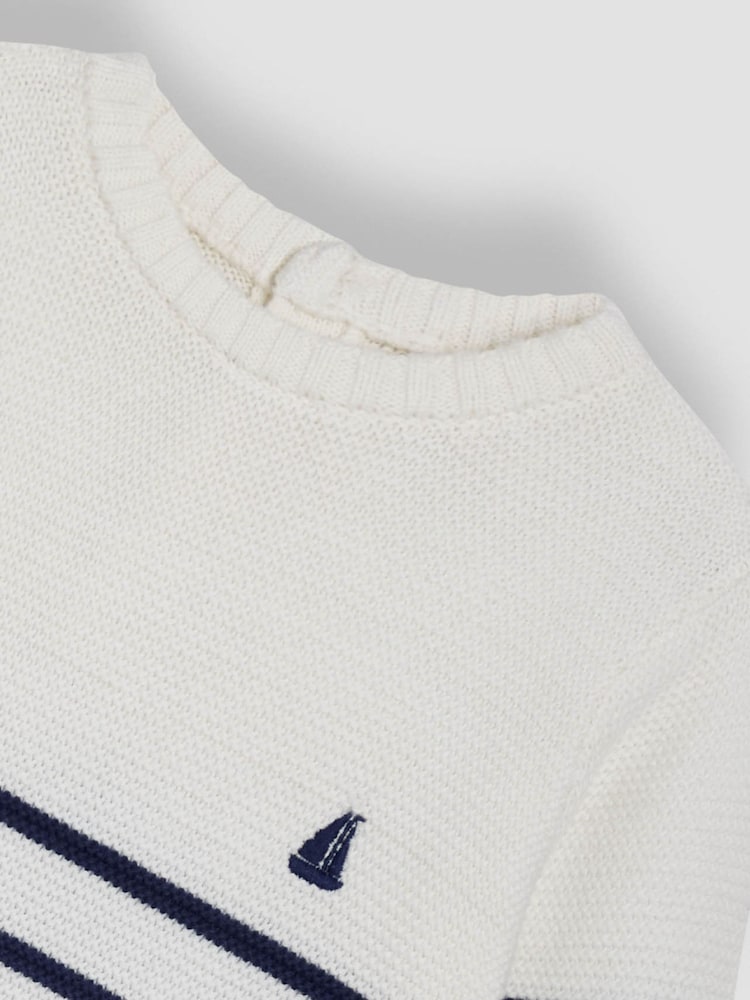 Jojo Maman Bébé Cream Breton Stripe Jumper - Image 8 of 8