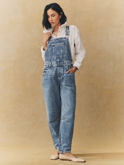 Mid Blue 100% Cotton Denim Dungarees - Image 2 of 8
