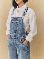 Mid Blue 100% Cotton Denim Dungarees - Image 4 of 8