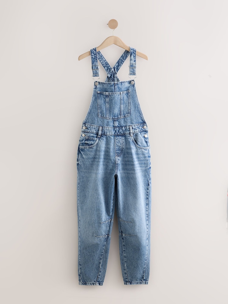 Mid Blue 100% Cotton Denim Dungarees - Image 5 of 8