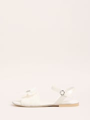 Lipsy White Low Block Heel Plisse Bow Occasion Sandals - Image 5 of 5