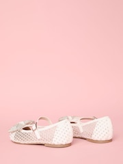 Lipsy White Flat Diamante Bow Occasion Ballerina Pumps - Image 4 of 5