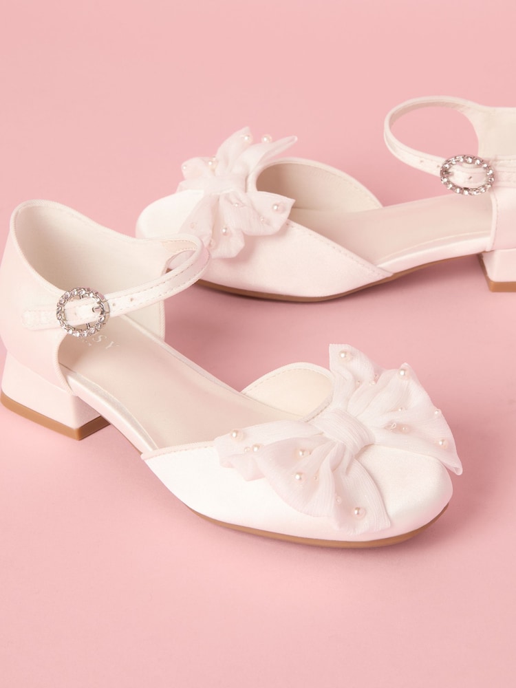 Lipsy Bajo Block Heel Pearl Bow Occasion Flower Girl Heeled Sandals - Imagen 1 de 5 Lipsy Bajo Block Heel Pearl Bow Occasion Flower Girl Heeled Sandals - Imagen 1 de 5