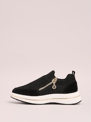 črna - Lipsy Pull On Side Zip Stretch Knit Chunky Runner Trainers - Slika 2 iz 6