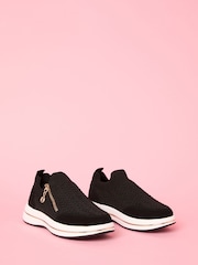 črna - Lipsy Pull On Side Zip Stretch Knit Chunky Runner Trainers - Slika 3 iz 6