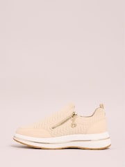 Lipsy Cream Pull On Side Zip Stretch Knit Chunky Runner Trainers - Image 6 of 6