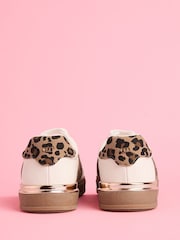 Lipsy White Leopard Slim Flat Sole Stripe Gum Outsole Trainers - Image 4 of 5