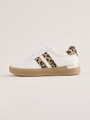 Lipsy White Leopard Slim Flat Sole Stripe Gum Outsole Trainers - Image 5 of 5