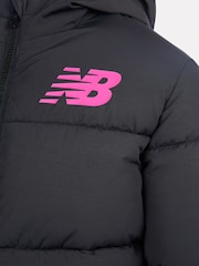 New Balance Black Girls Graphic Logo Coat - Image 10 of 12