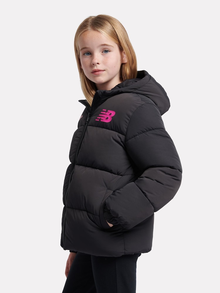 New Balance Black Girls Graphic Logo Coat - Image 2 of 12 New Balance Black Girls Graphic Logo Coat - Image 2 of 12