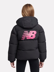 New Balance Black Girls Graphic Logo Coat - Image 3 of 12