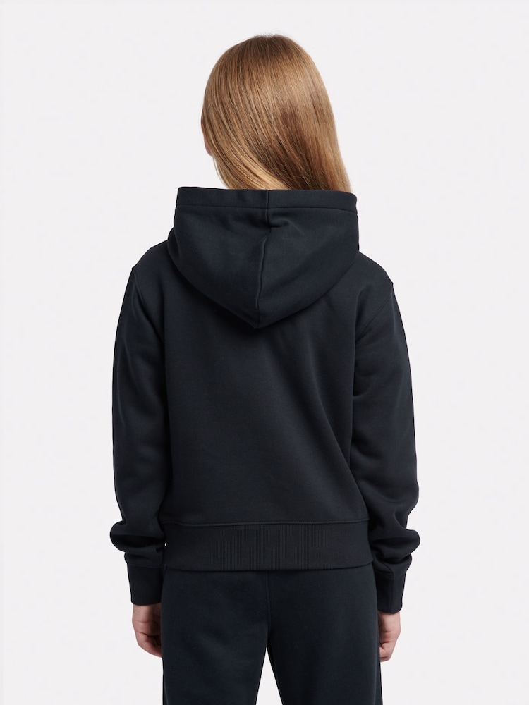 New Balance Black Girls Brush Back Stacked Logo Hoodie - Image 3 of 5