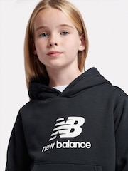 New Balance Black Girls Brush Back Stacked Logo Hoodie - Image 4 of 5