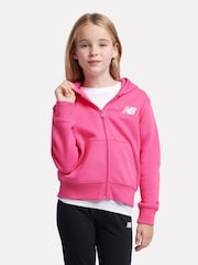 New Balance Pink Girls Brush Back Graphic Zip Hoodie - Image 1 of 5