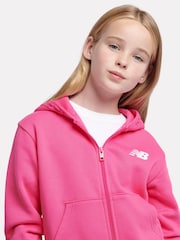 New Balance Pink Girls Brush Back Graphic Zip Hoodie - Image 5 of 5