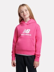 Roz - New Balance Fete Brush Back Stacked Logo Hanorac cu glugă - Image 1 of 5