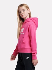 Roz - New Balance Fete Brush Back Stacked Logo Hanorac cu glugă - Image 2 of 5