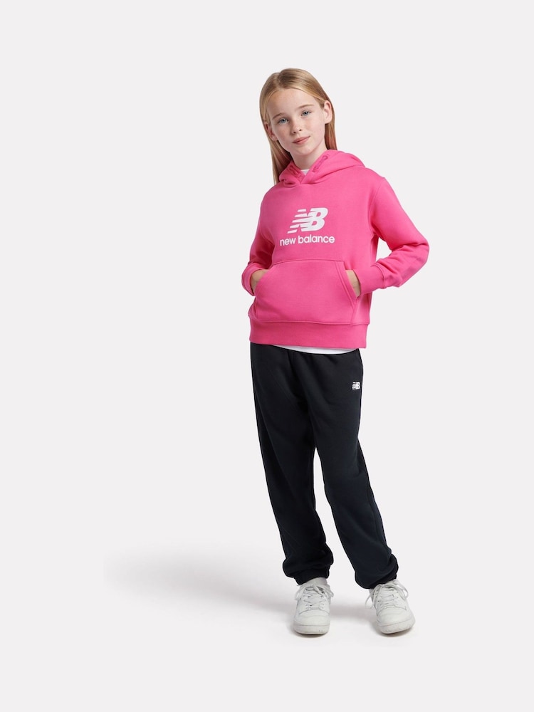 Roz - New Balance Fete Brush Back Stacked Logo Hanorac cu glugă - Image 4 of 5