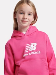 Roz - New Balance Fete Brush Back Stacked Logo Hanorac cu glugă - Image 5 of 5