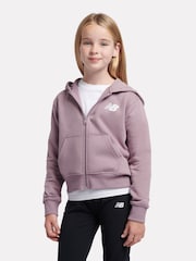 New Balance Purple Girls Brush Back Graphic Zip Hoodie - Image 1 of 5