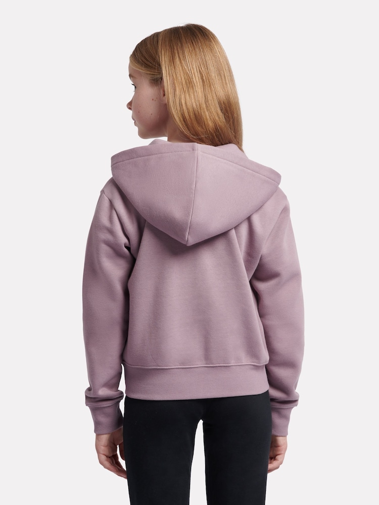 New Balance Purple Girls Brush Back Graphic Zip Hoodie - Image 3 of 5