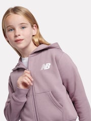 New Balance Purple Girls Brush Back Graphic Zip Hoodie - Image 4 of 5