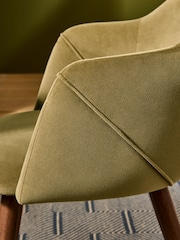 MADE.COM Set of 2 Fern Green Velvet and Dark Legs Lule Arm Dining Chairs - Image 3 of 5