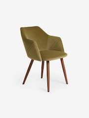 MADE.COM Set of 2 Fern Green Velvet and Dark Legs Lule Arm Dining Chairs - Image 4 of 5