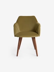 MADE.COM Set of 2 Fern Green Velvet and Dark Legs Lule Arm Dining Chairs - Image 5 of 5