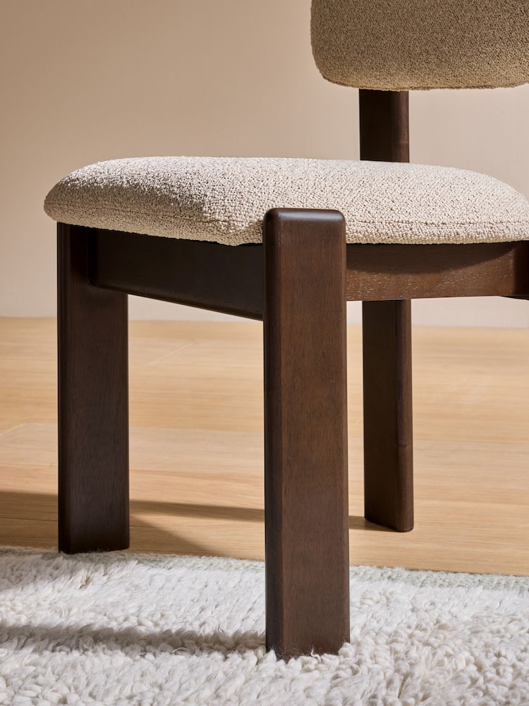 MADE.COM Set of 2 Cream Boucle Colton Oak Stain Frame Dining Chairs - Image 2 of 6 MADE.COM Set of 2 Cream Boucle Colton Oak Stain Frame Dining Chairs - Image 2 of 6