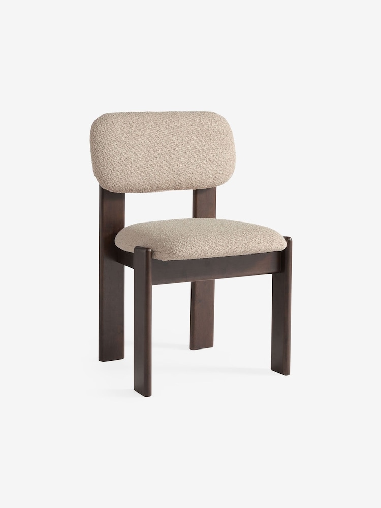 MADE.COM Set of 2 Cream Boucle Colton Oak Stain Frame Dining Chairs - Image 6 of 6