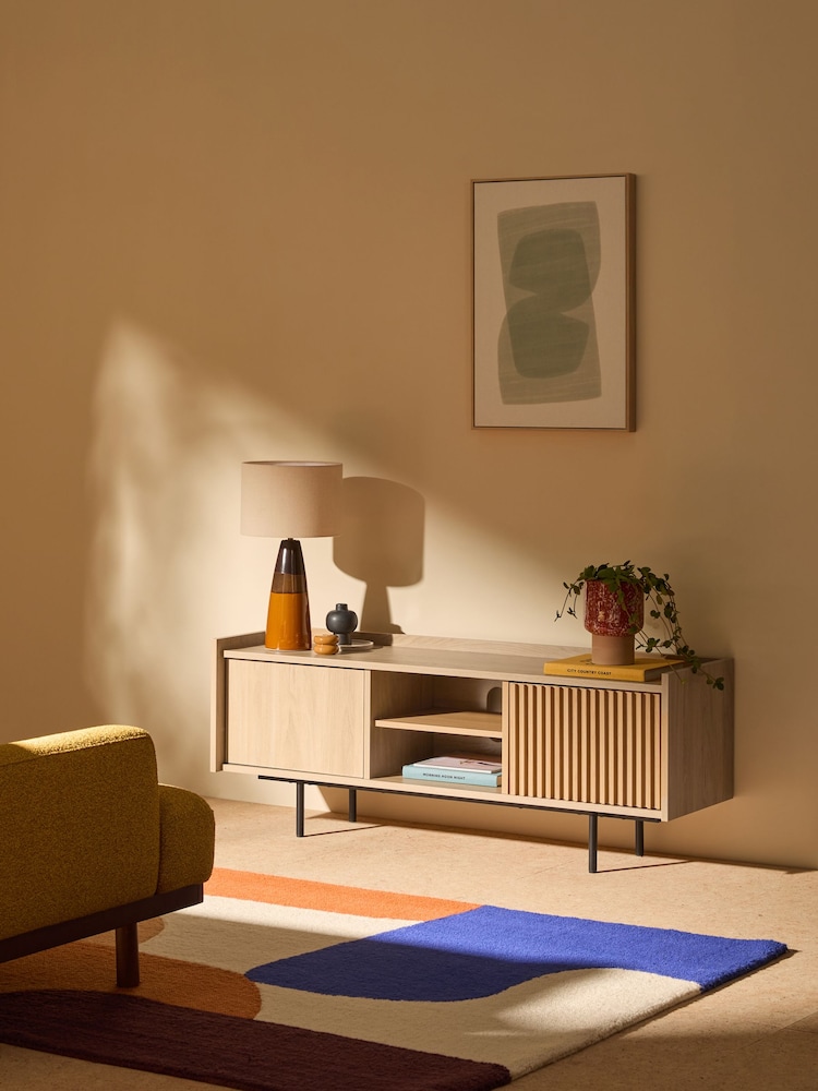 MADE.COM Oak Effect Blaze Wide Up to 50 Inch TV Unit - Image 1 of 5