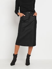 M&Co Black Coated Midi Skirt - Image 1 of 5