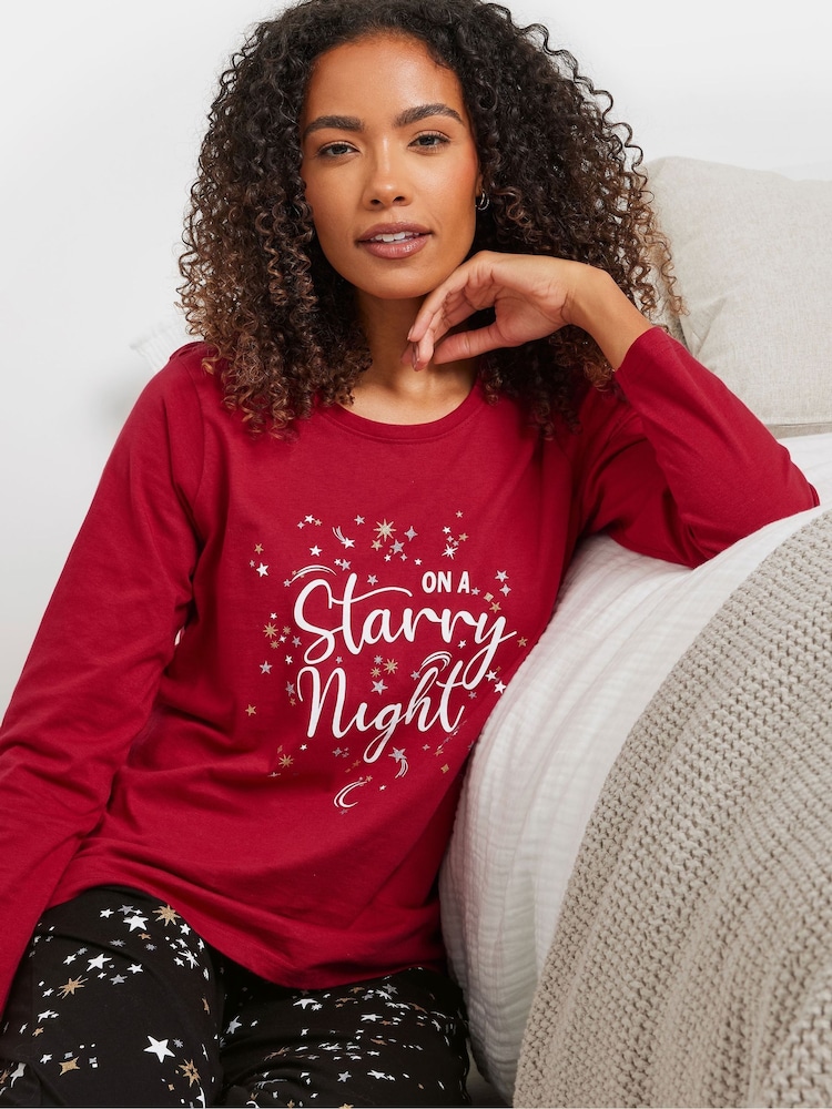 M&Co Starry Night Long Sleeve Wide Leg Pyjamas Set - صورة 4 من 4