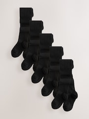 Navy Blue 5 Pack Cotton Rich School Tights - Image 1 of 8