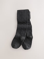 Grey 3 Pack Cotton Rich Textured Heart School Tights - Image 2 of 6