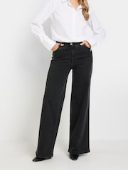 Long Tall Sally Black Wide Puddle Jeans - Image 2 of 5