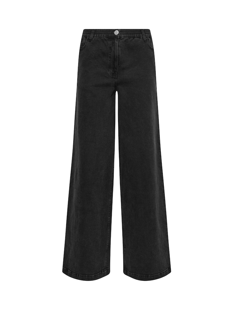 Long Tall Sally Black Wide Puddle Jeans - Image 5 of 5