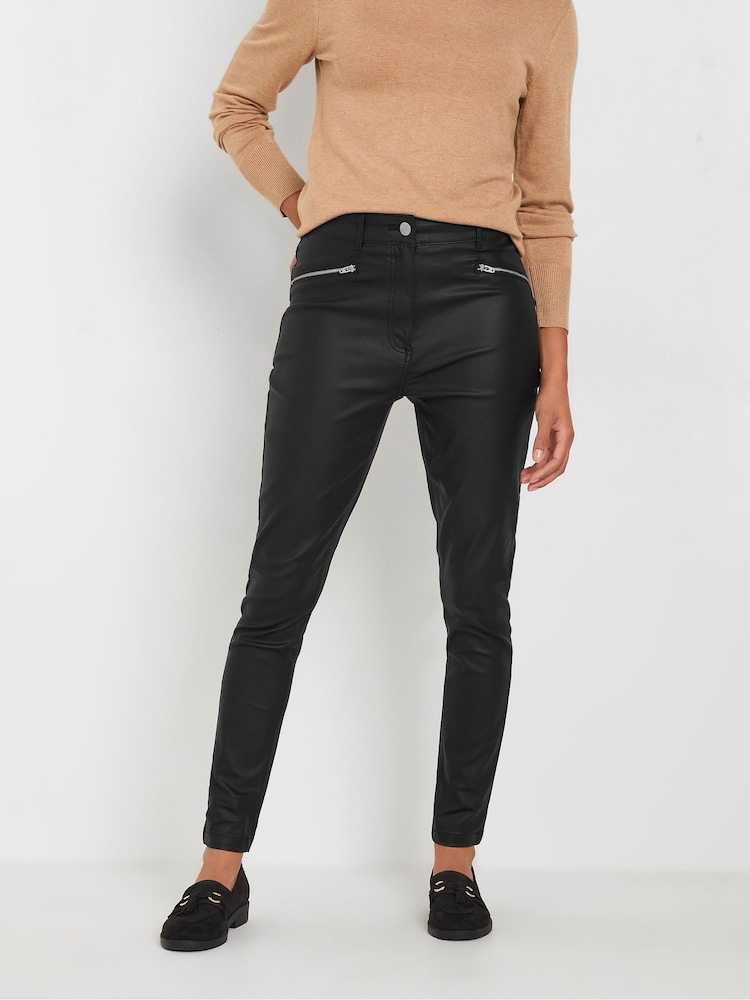 M&Co Coated Skinny Zip Trousers - Bild 1 von 5 M&Co Coated Skinny Zip Trousers - Bild 1 von 5
