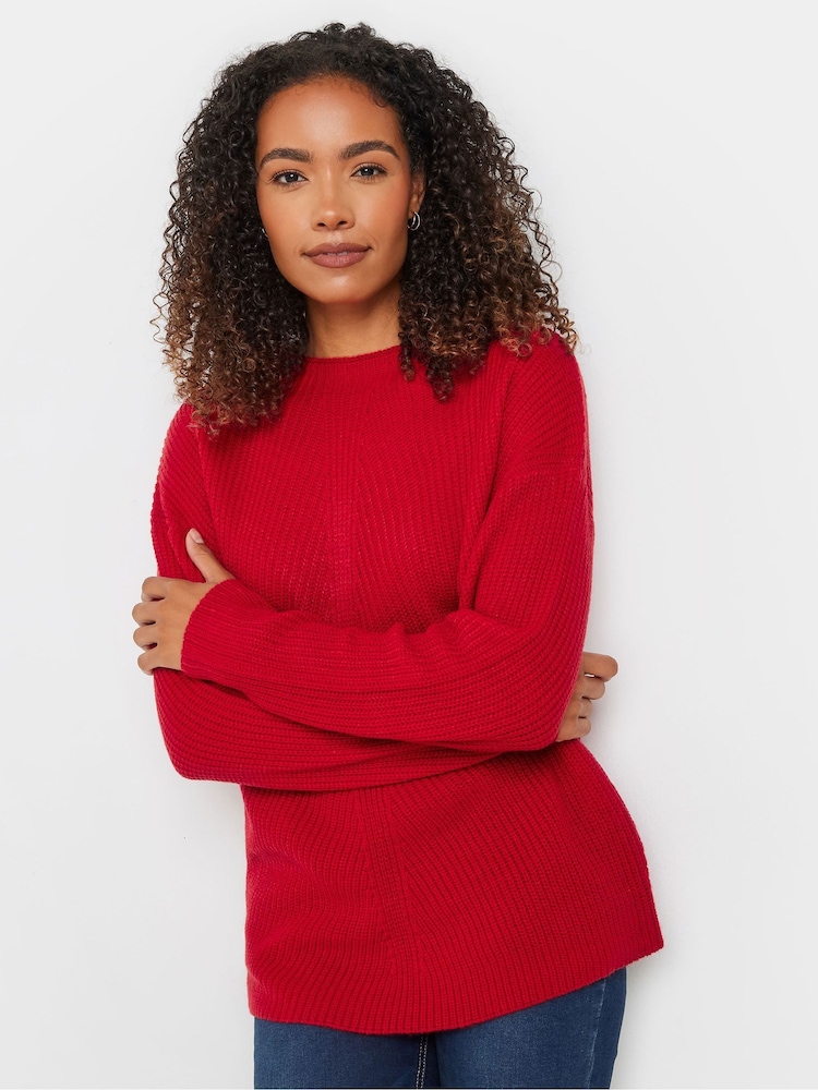 M&Co Red Funnel Neck Stitch Jumper - Image 2 of 5
