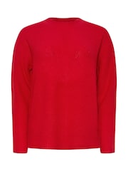 M&Co Red Funnel Neck Stitch Jumper - Image 5 of 5