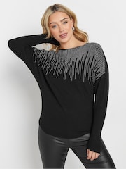 M&Co Black Studded Batwing Embellished Jumper - Image 1 of 6