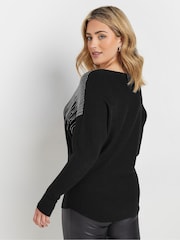 M&Co Black Studded Batwing Embellished Jumper - Image 4 of 6