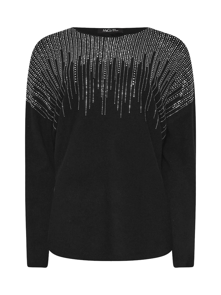 M&Co Black Studded Batwing Embellished Jumper - Image 6 of 6