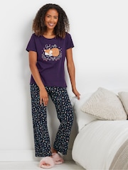 M&Co 100% Cotton Goodnight Fox Short Sleeve Wide Leg Pyjamas Set - صورة 2 من 5