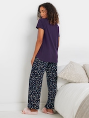 M&Co 100% Cotton Goodnight Fox Short Sleeve Wide Leg Pyjamas Set - صورة 3 من 5