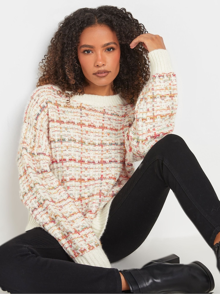 M&Co White Multi Basket Weave Jumper - Image 1 of 5 M&Co White Multi Basket Weave Jumper - Image 1 of 5