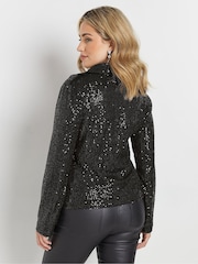 M&Co Black Sequin Biker Jacket - Image 2 of 5