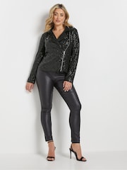 M&Co Black Sequin Biker Jacket - Image 3 of 5
